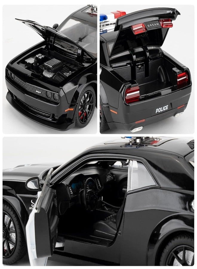 Magicwand® 1:24 Scale Die-Cast Metal Dodge SRT Hellcat Car【Large】【Police Black】 with 4 Openable Doors,Lights & Music & Working Steering【Box Packed】【Pack of 1】 - Image 3